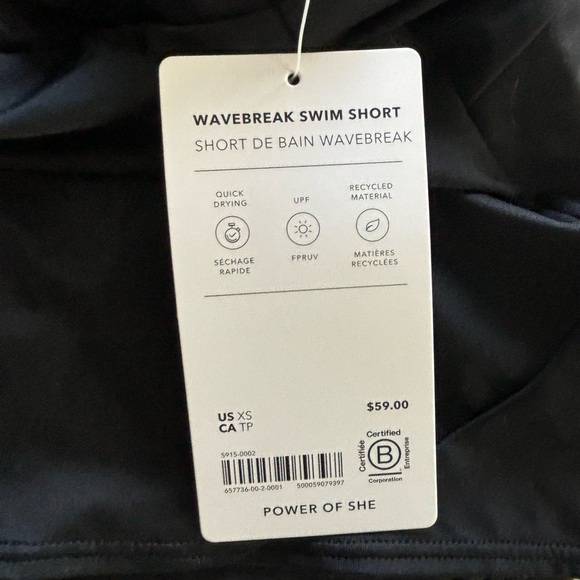 Athleta Wavebreak Swim Short XS Black NWT - Picture 2 of 6